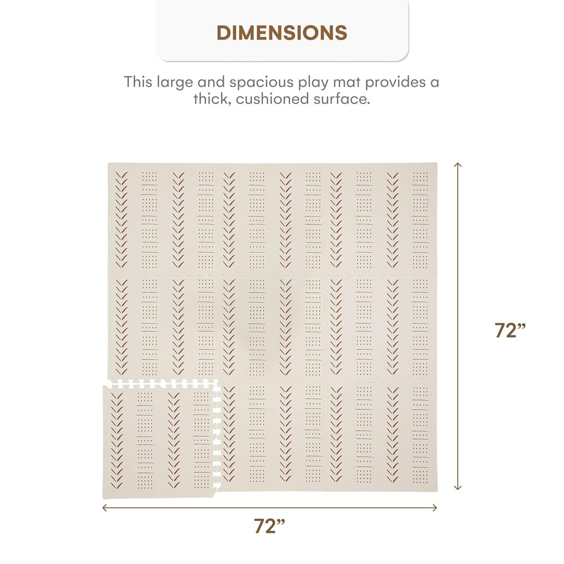 KinderNest Foam Baby Play Mat - 9-Piece, Tested Safe, Non-Slip, Soft & Waterproof Crawling Mat - Beige, 180x180 cm