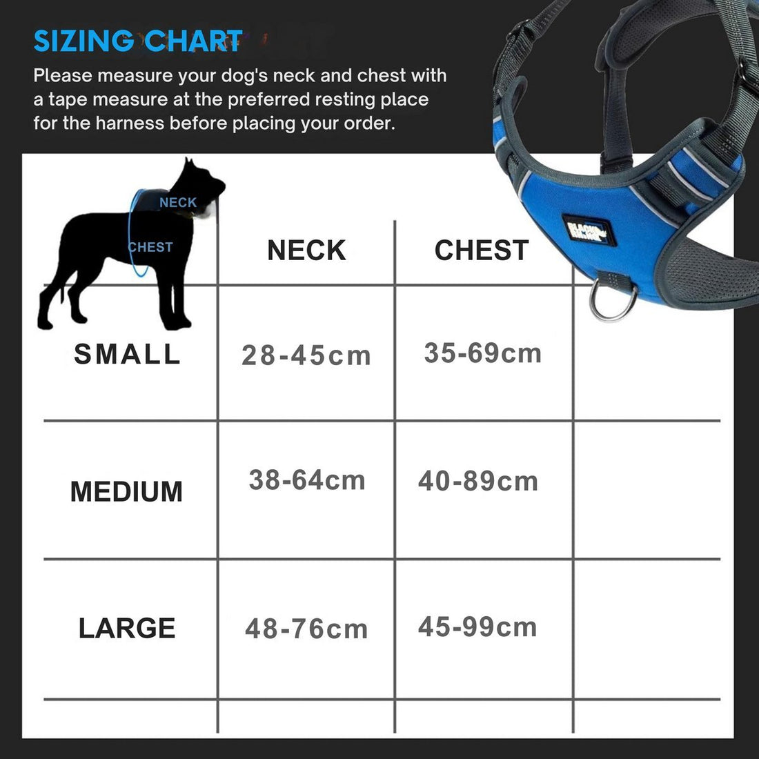 Black Rhino No-Pull Dog Harness – Adjustable, Lightweight & Reflective with 2 Leash Clips – Comfortable Mesh Padding for Small, Medium & Large Dogs