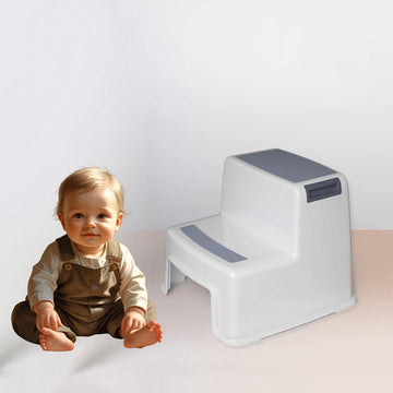 Jooier Premium 2-Step Baby Stool – Safe, Non-Slip Toddler Step for Bathroom, Kitchen & Bedroom – Perfect for Potty Training and Independent Kids (Gray)