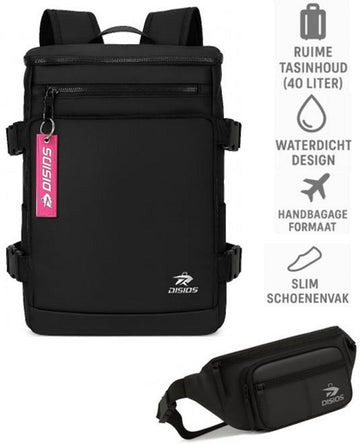 DIS10S 40L Cabin Backpack – Water-Resistant Carry-On Luggage with Shoe Compartment, Airline Approved Travel Backpack for Men & Women