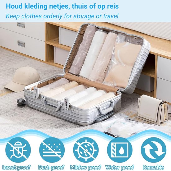 SpaceSaver Roll-Up Vacuum Storage Bags 15pc Travel Set – Save 80% Space