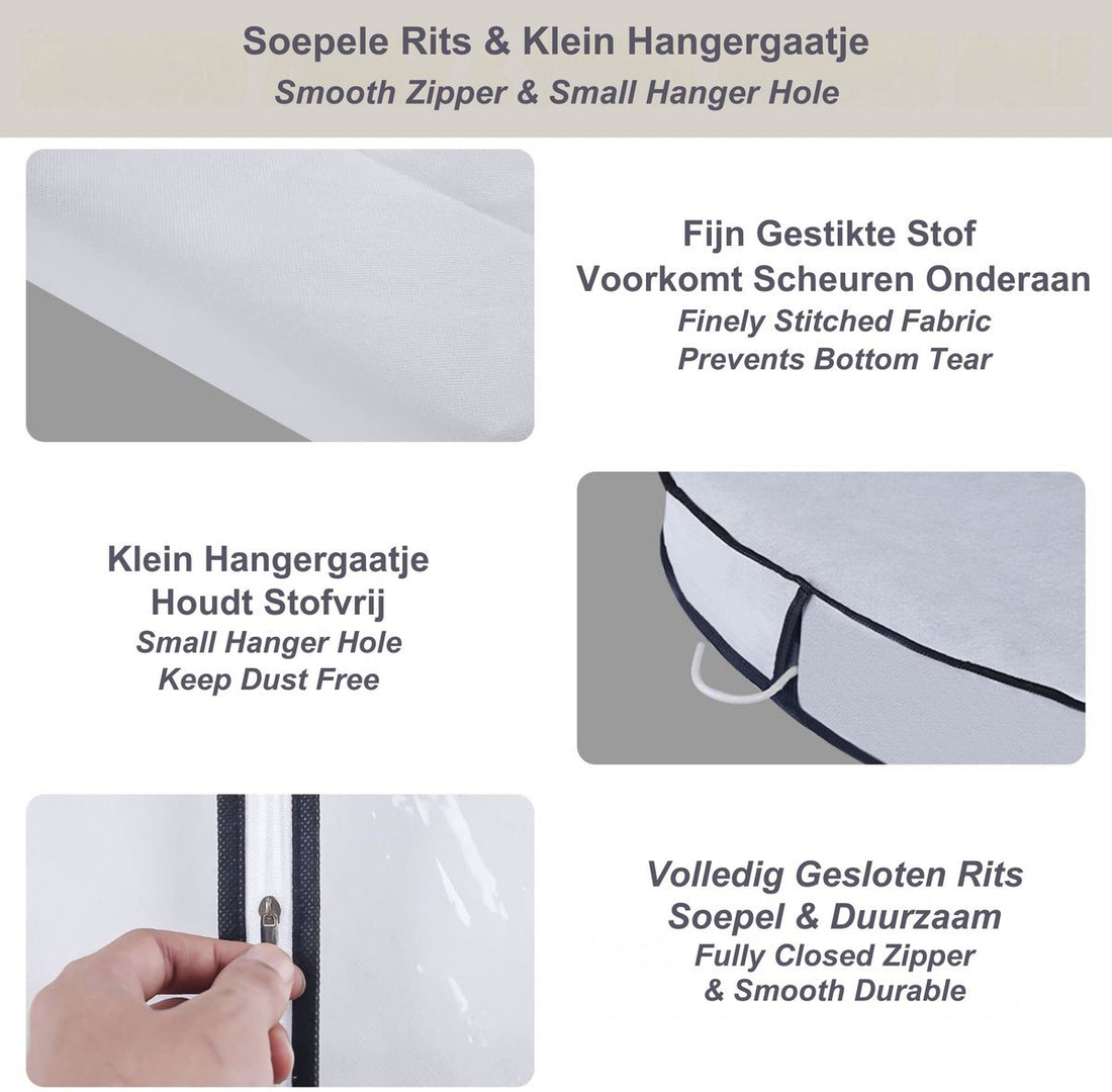 Extra Long Garment Bags with Side Gussets – 150cm Dress Covers for Wedding Dresses, Gowns, Coats & Suits | Set of 3 Breathable PEVA Wardrobe Organizers with 3D Expandable Capacity