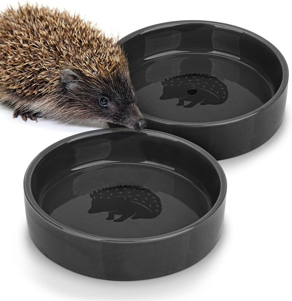 NatureCrafts Hedgehog Feeder & Water Bowl Set – Durable, Weatherproof Ceramic Feeding Station (12cm, 2-Piece Set)