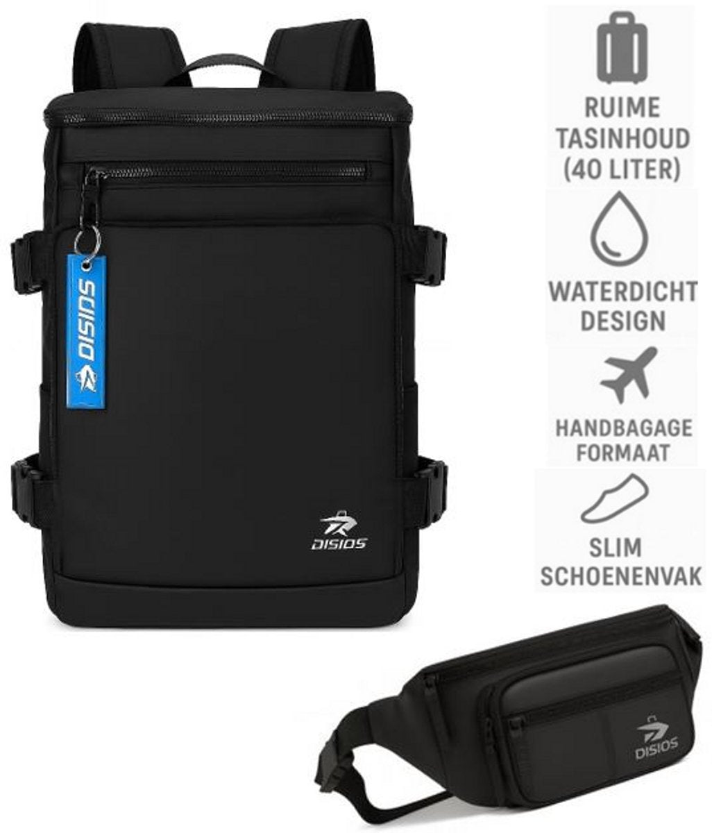 DIS10S 40L Carry-On Travel Backpack – Water-Resistant Cabin Bag with Shoe Compartment | Airline Approved Hand Luggage