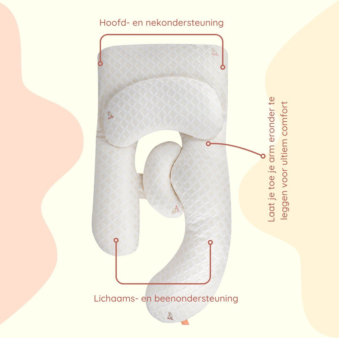 Momie™ Pregnancy Pillow – Full Body Support Cushion for Neck, Back & Belly | Adjustable 5-in-1 Design | Memory Foam & Washable Cover | Perfect for Pregnancy & Nursing