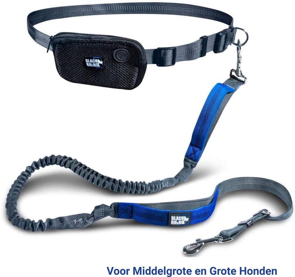 Black Rhino Hands-Free Dog Leash with Adjustable Bungee – Shock Absorbing Running Belt for Walking, Jogging & Hiking with Medium to Large Dogs