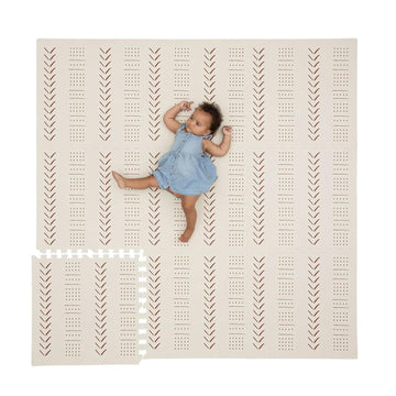 KinderNest Foam Baby Play Mat - 9-Piece, Tested Safe, Non-Slip, Soft & Waterproof Crawling Mat - Beige, 180x180 cm