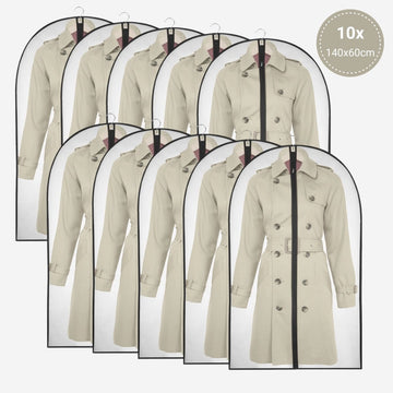 WinFong Transparent Garment Bags – 10-Pack, Extra-Large Clothes Covers (140x60 cm) – Wrinkle-Free, Dustproof, Moth & Odor Protection – Reusable & Travel-Friendly