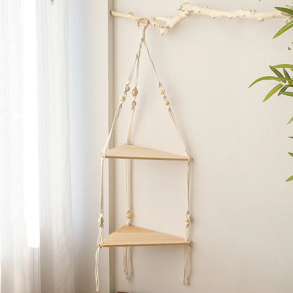 Emi - Macrame Wall Hanging Shelf - Boho Home Decor Set