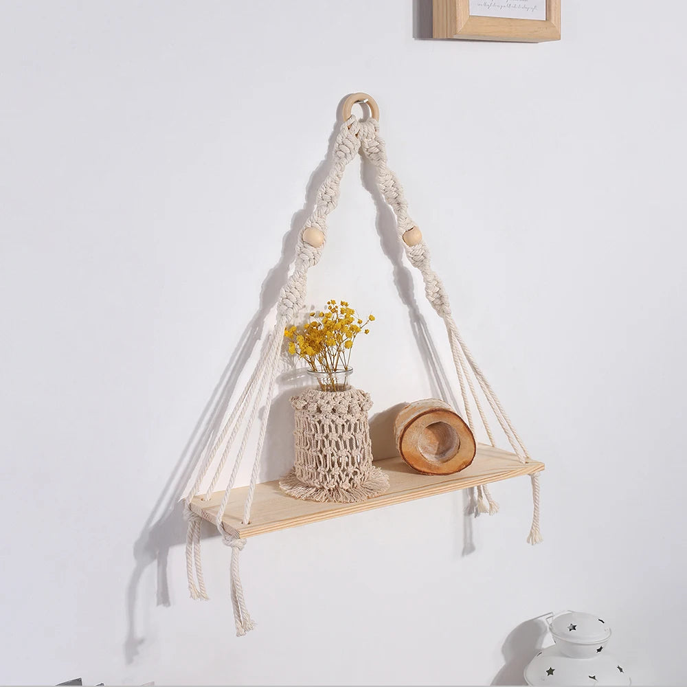 Emi - Macrame Wall Hanging Shelf - Boho Home Decor Set