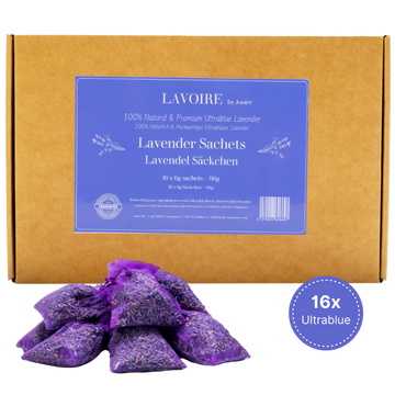 Lavoire Premium Lavender Sachets - Ultra Blue Grade (16 Pack, 96g)