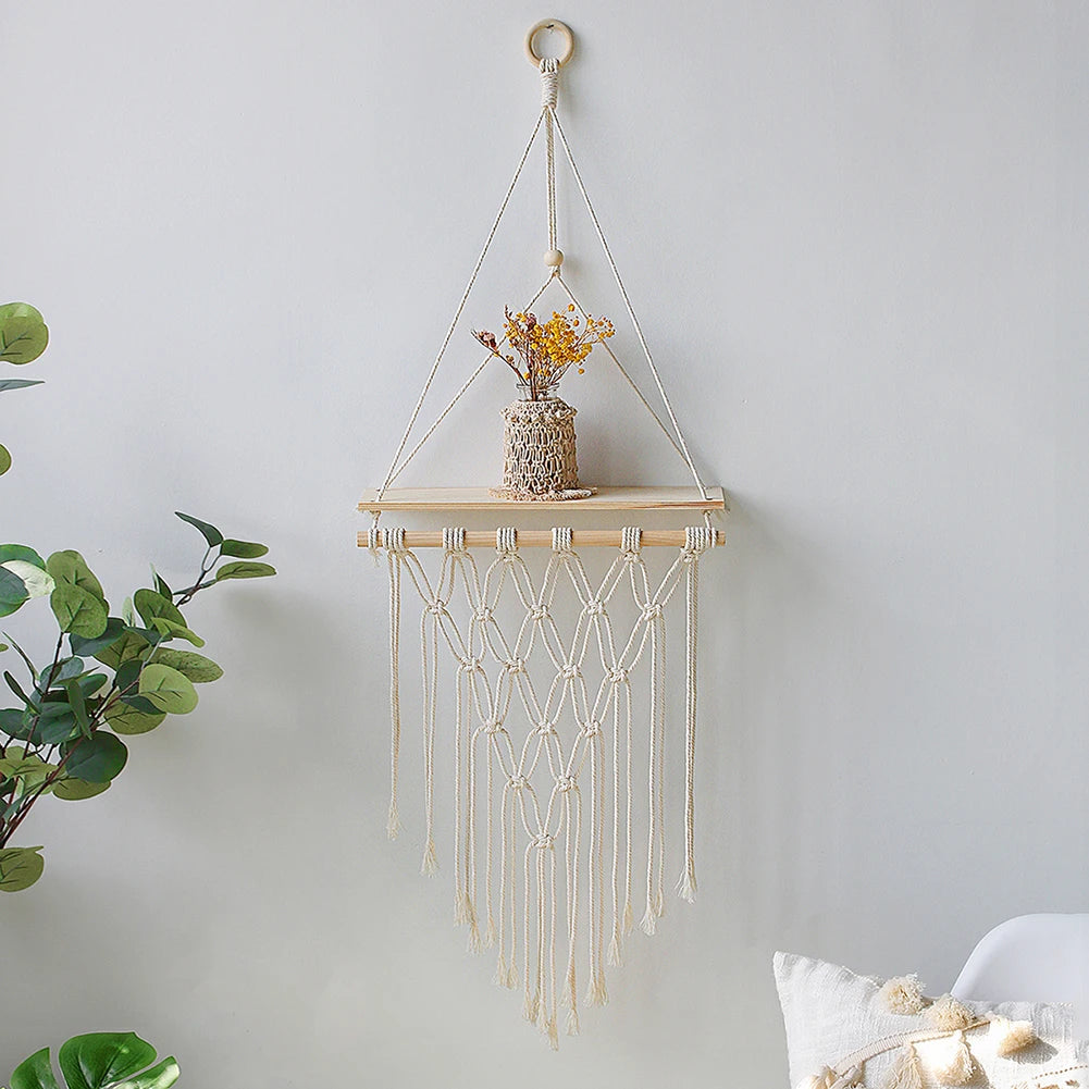 Emi - Macrame Wall Hanging Shelf - Boho Home Decor Set