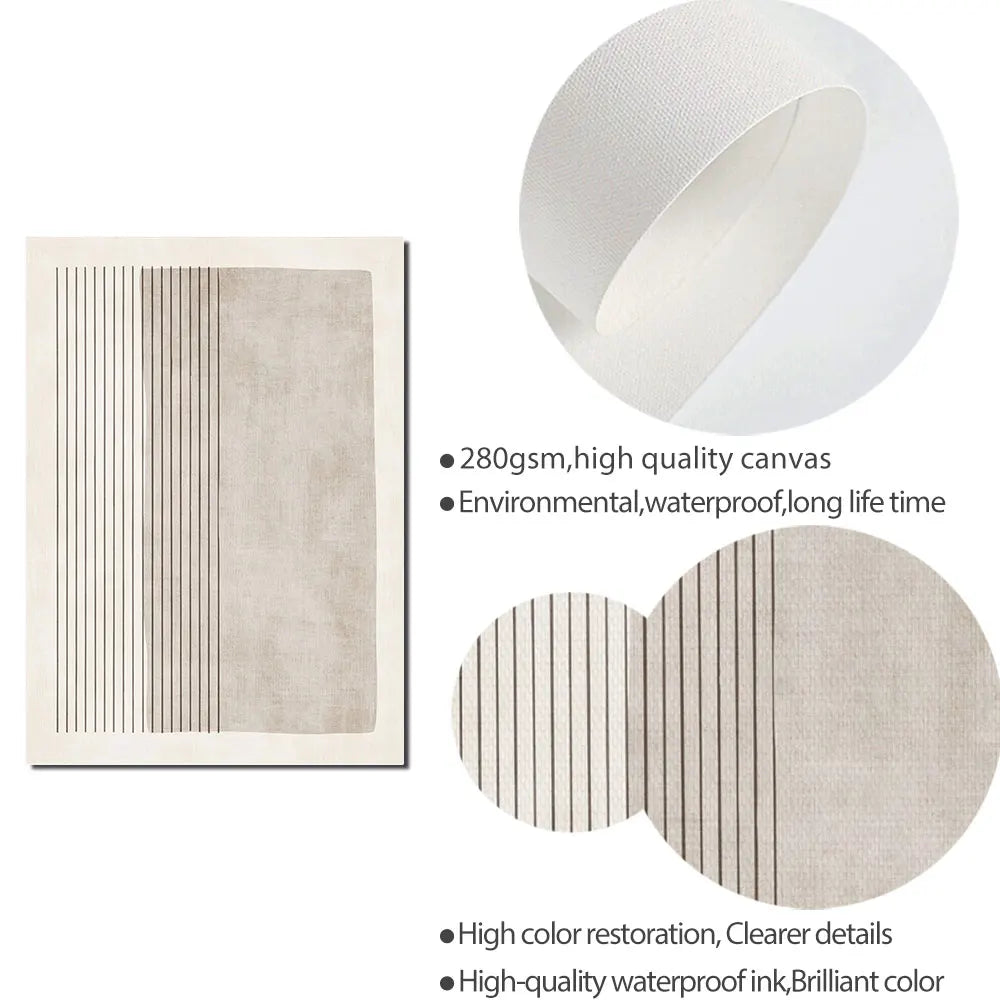 Naomi Nordic Canvas Printing - Abstract Beige Gray Minimalist Line - High-Quality Artwork