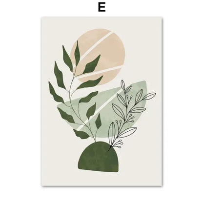 Aaron - Boho Sage Green Plants Abstract Artwork - Geometric Wall Art