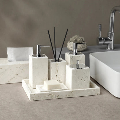 Ashley - Bathroom Accessories Set Natural Marble Stone