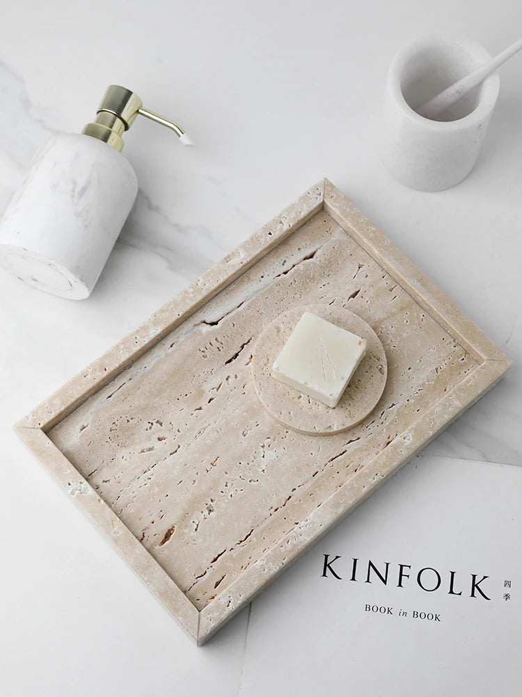 Noble Nordic Minimalism Marble Tray - 100% Superior Beige Travertine