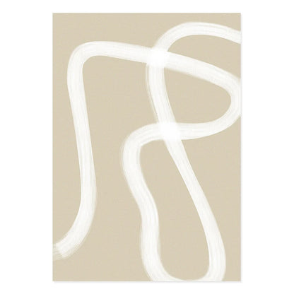 Adrian - Boho Abstract Wall Art Poster Print - Beige White Line Minimalist