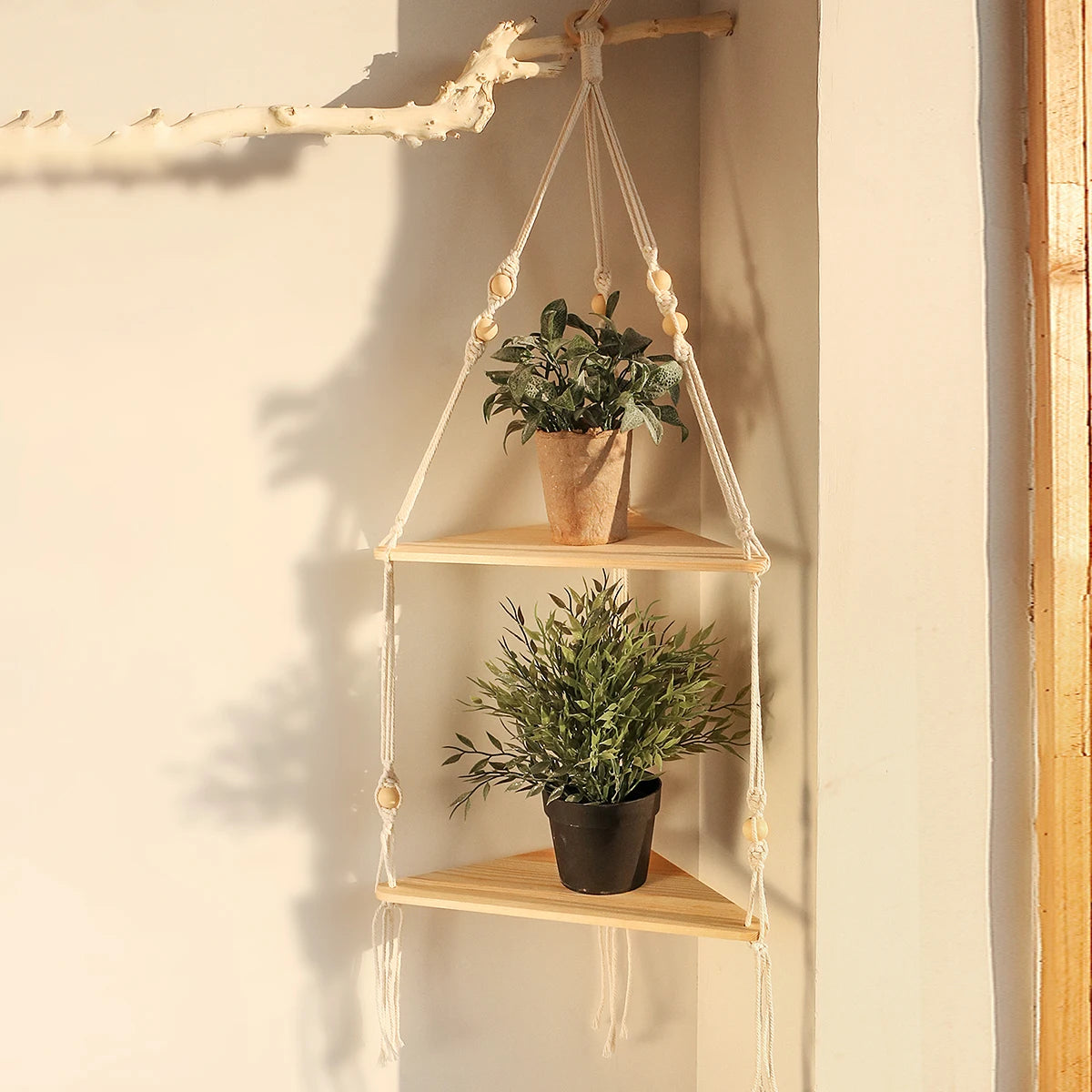 Emi - Macrame Wall Hanging Shelf - Boho Home Decor Set