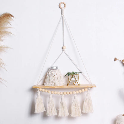 Emi - Macrame Wall Hanging Shelf - Boho Home Decor Set