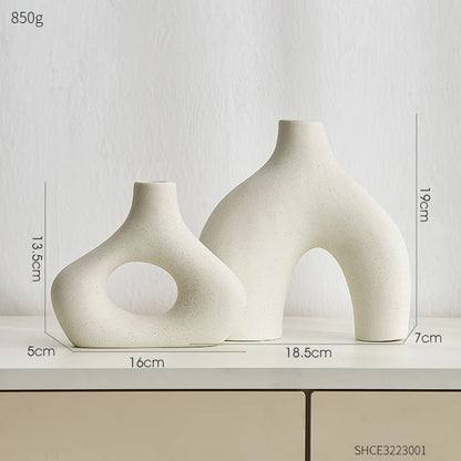 Fred - Frosted Ceramic Vase Nordic Style White, 2 Pieces