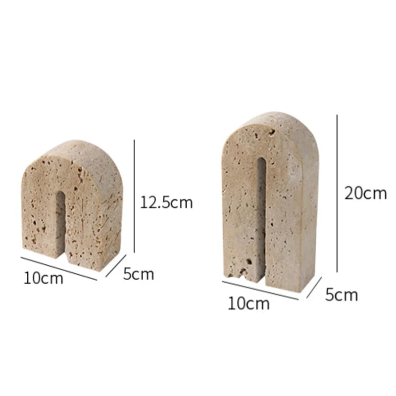 Ryan - Retro Natural Stone Bookend, 100% Natural Travertine