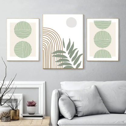 Zoe Nordic Minimalist Bohemian Style Wall Art Green Line