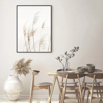 Hannah - Nordic Canvas Painting - White Seascape Botanical Grass