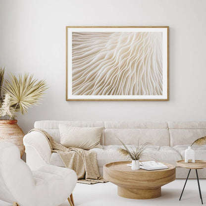 Adrian - Boho Abstract Wall Art Poster Print - Beige White Line Minimalist