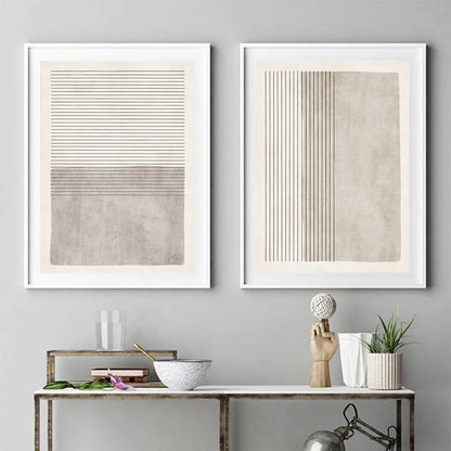 Naomi Nordic Canvas Printing - Abstract Beige Gray Minimalist Line - High-Quality Artwork