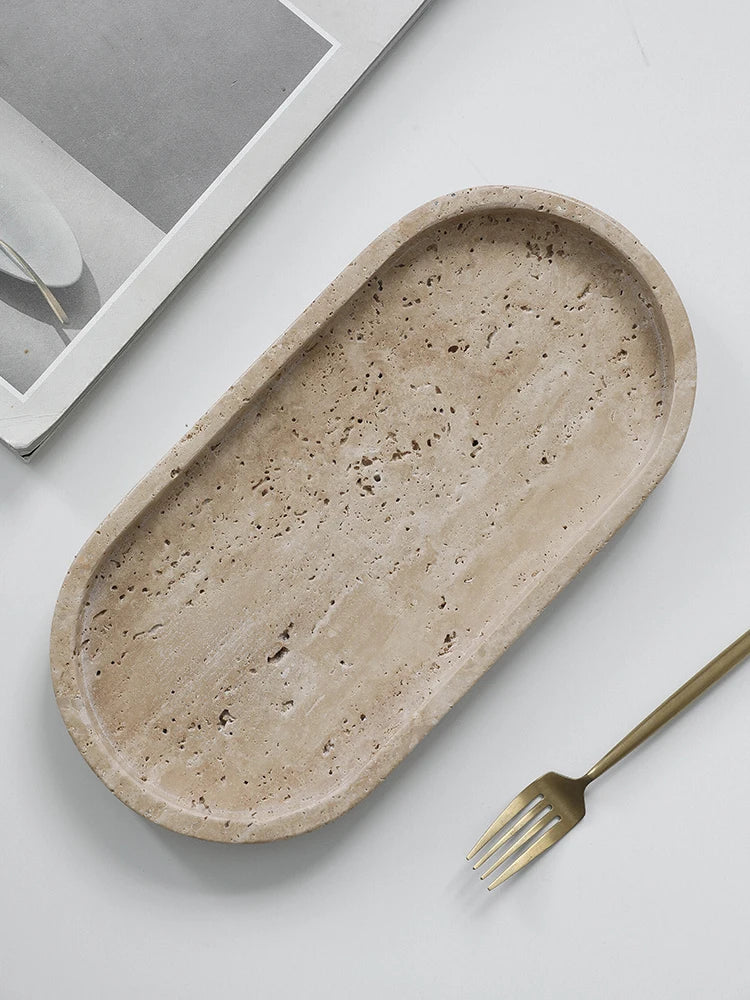 Noble Nordic Minimalism Marble Tray - 100% Superior Beige Travertine