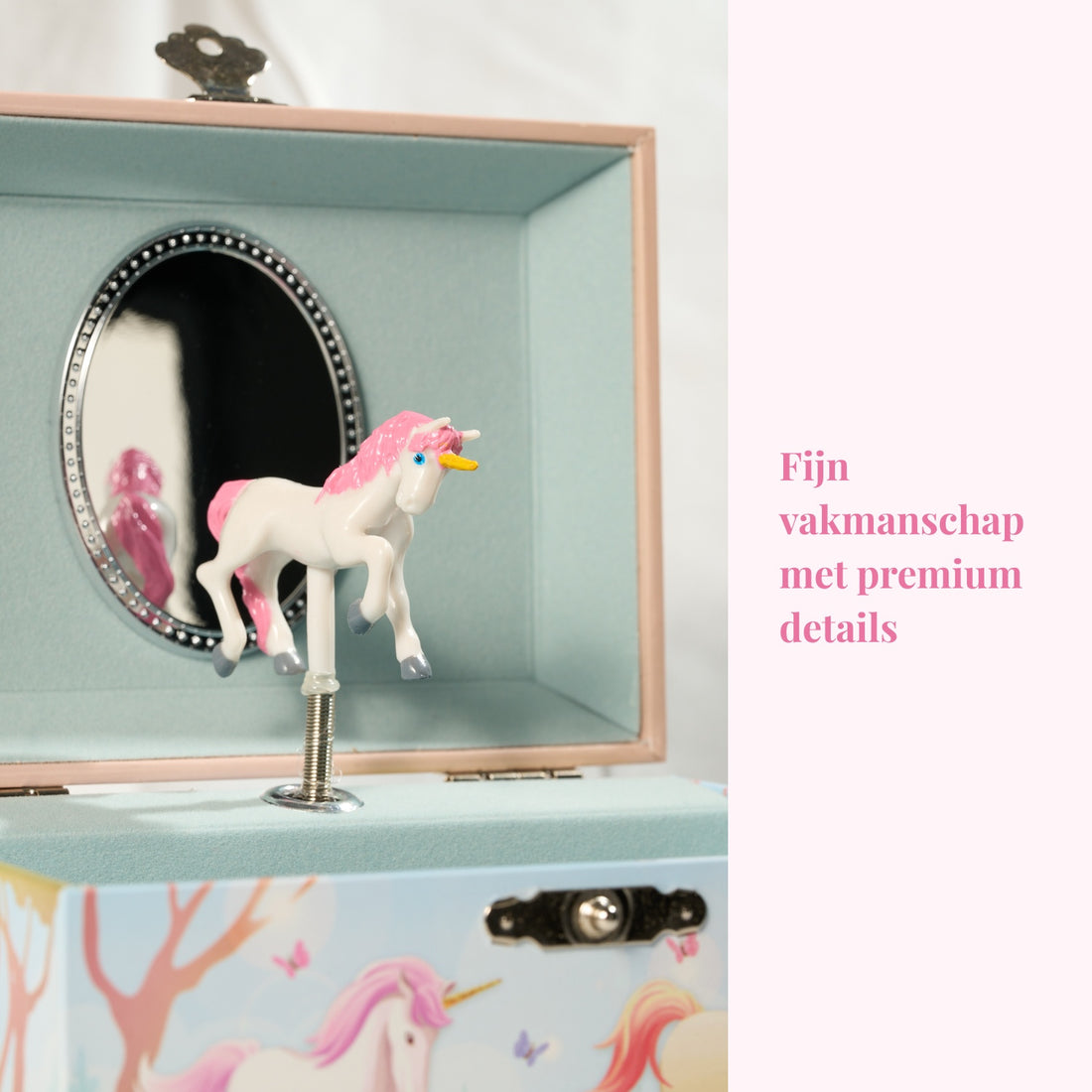 ChimeDream Meadow Unicorn Music Box | Jewelry Box with Dancing Unicorn | Plays Twinkle Star Melody | 14.8 x 10.6 x 8.5 cm | Magical Gift for Girls