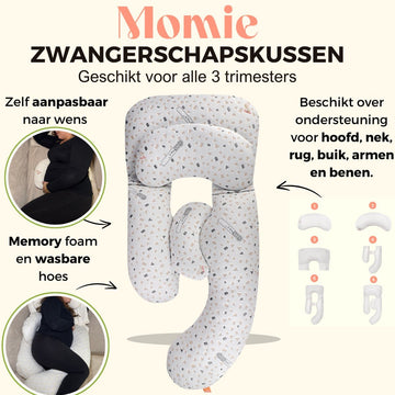 Momie™ Pregnancy Pillow – Full Body Support for Neck, Back & Belly | Adjustable for All Trimesters | Nursing & Maternity Pillow with Memory Foam & Removable Washable Cover