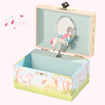 ChimeDream Meadow Unicorn Music Box | Jewelry Box with Dancing Unicorn | Plays Twinkle Star Melody | 14.8 x 10.6 x 8.5 cm | Magical Gift for Girls