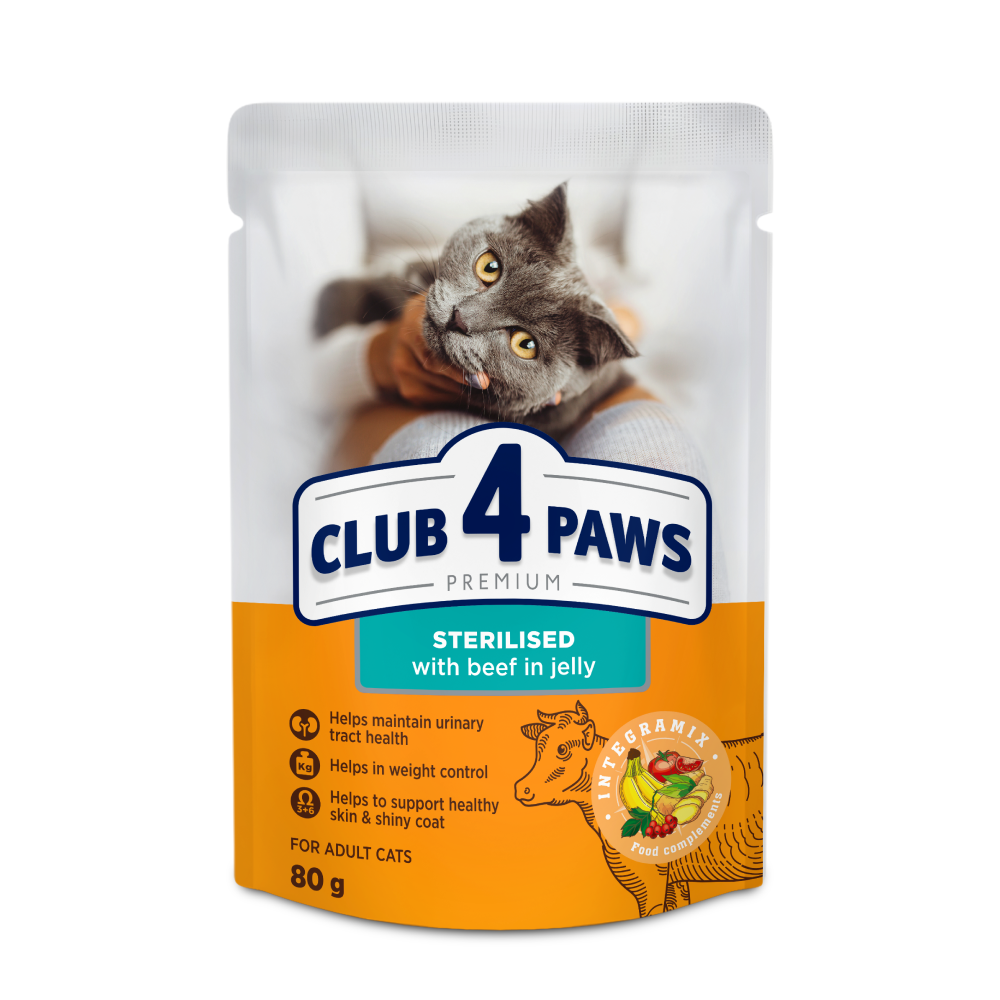 Club4Paws wet sterilised cat food beef