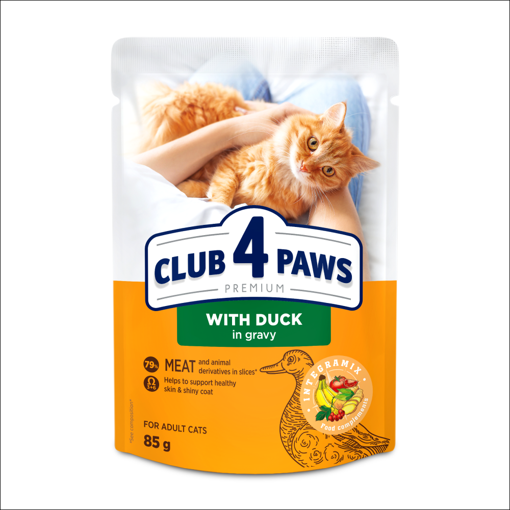 Club4Paws wet adult cat food duck